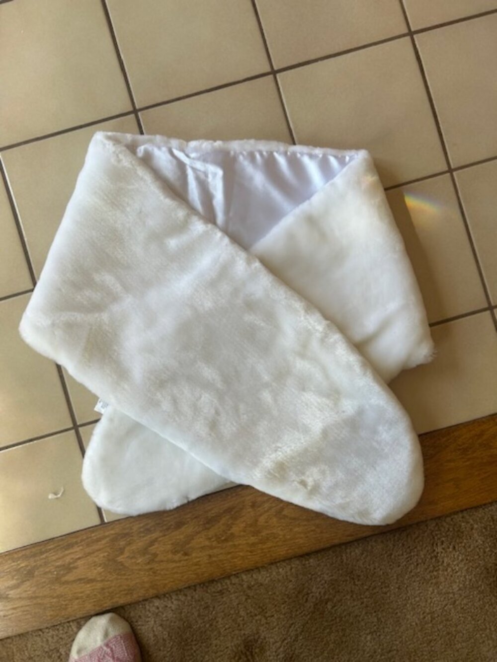 White Fake Fur Pull Thru Bridal Wrap, from David's Bridal Shop